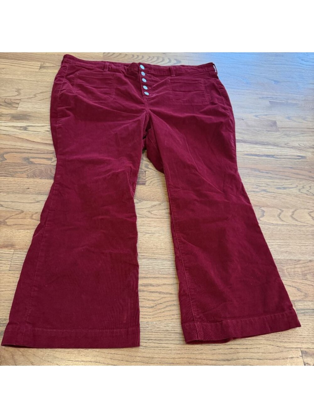 TORRID WOMENS BURGUNDY RED FLARE PANTS 28S CORDUROY